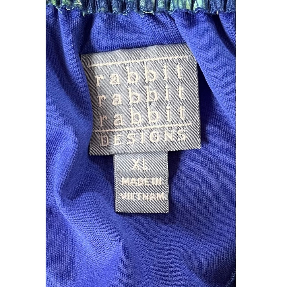 Rabbit Rabbit Designs Tropical Palm Leaf Off Shoulder Handkerchief Dress XL Blue - Picture 6 of 8